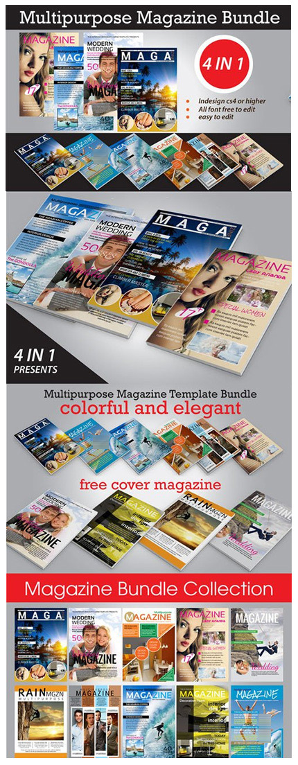 دانلود تصاویر لایه باز مجله های چند منظوره در ایندیزاین - CM Bundle Multipurpose Magazine