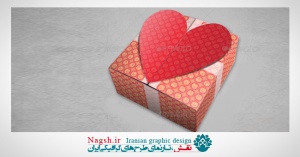 دانلود الگوی بسته بندی جعبه کادو عاشقانه با طرح قلب Gift Box Template