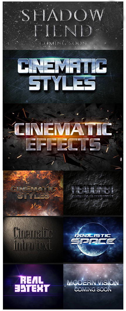 دانلود تصاویر لایه باز استایل با افکت های سینمایی سه بعدی 3D Cinematic Text Effects