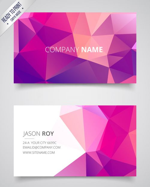 دانلود وکتور کارت ویزیت Business card with pink polygons